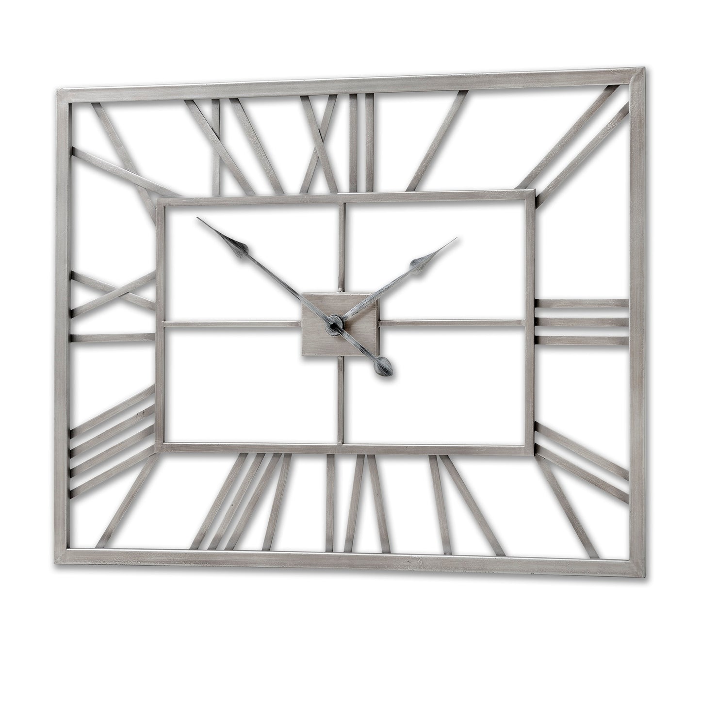 Silver Rectangular Skeleton Wall Clock