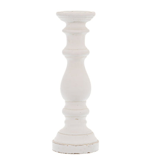 Matt White Large Ceramic Column Candle Holder