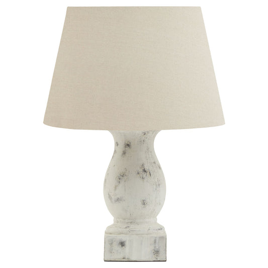 Darcy Antique White Pillar Table Lamp With Linen Shade