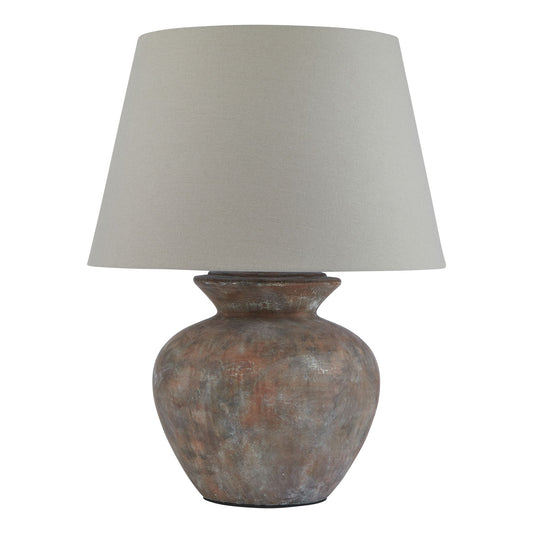 Siena Brown  Round Table Lamp With Linen Shade