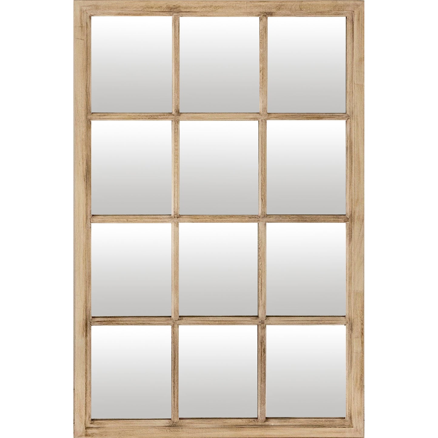 Washed Wood Window Mirror